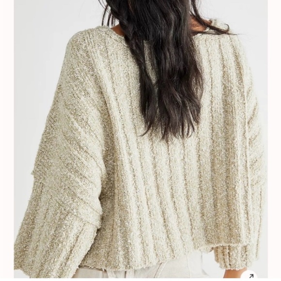 FREE PEOPLE Good Day Pullover Sweater Short Sleeve Beige XS - Picture 8 of 11